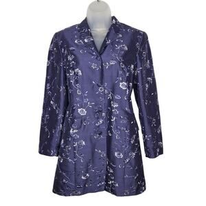 Vintage Y2K Talbots Frock Dressy Coat 100% Silk Embroidered 4 Fairy Chinoiserie